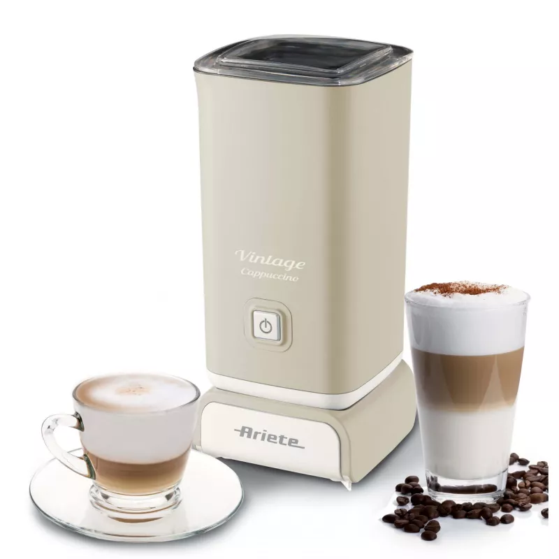 Ariete 2878 Vintage espumador de leche para cappuccino, té, chocolate caliente y frío, bebidas instantáneas, 500 vatios, color beige pastel
