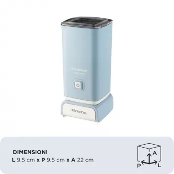Ariete 2878 Vintage espumador de leche para cappuccino, té, chocolate caliente y frío, bebidas instantáneas, 500 vatios, azul claro pastel