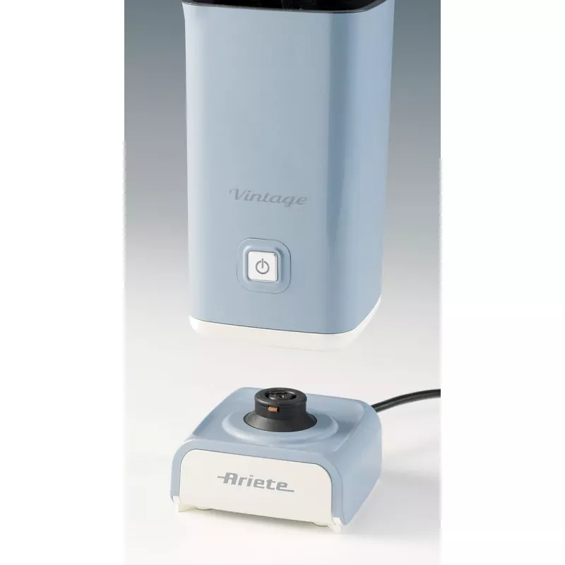 Ariete 2878 Vintage espumador de leche para cappuccino, té, chocolate caliente y frío, bebidas instantáneas, 500 vatios, azul claro pastel