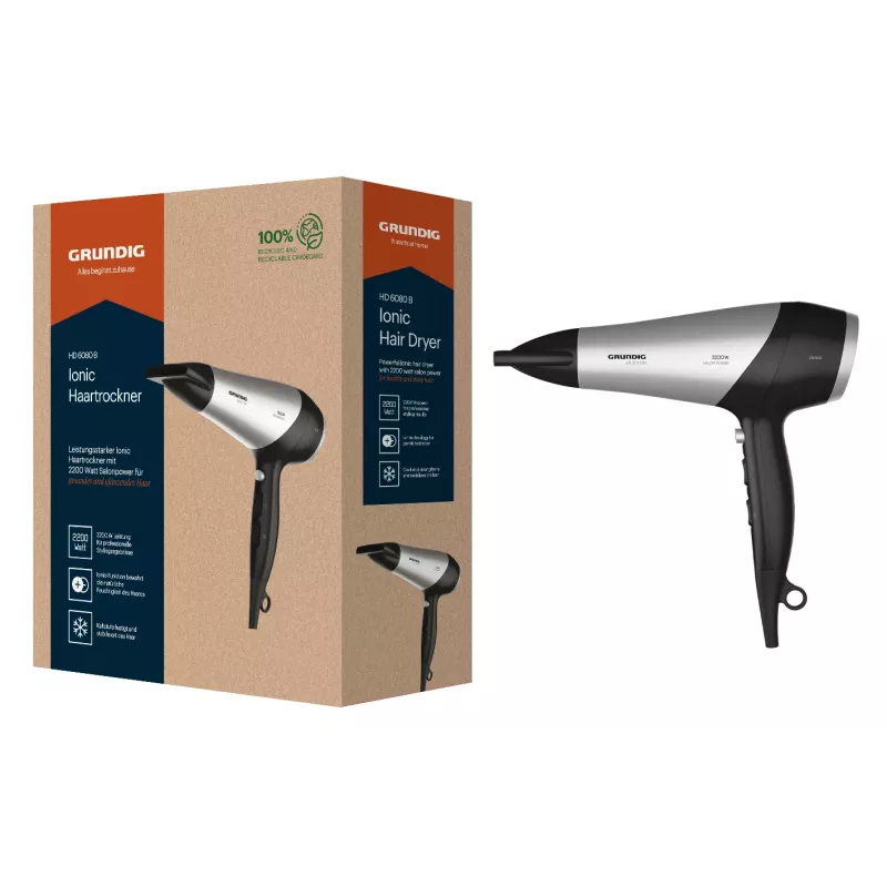 Secador de pelo Grundig HD 6080 B 2200 W negro, plata