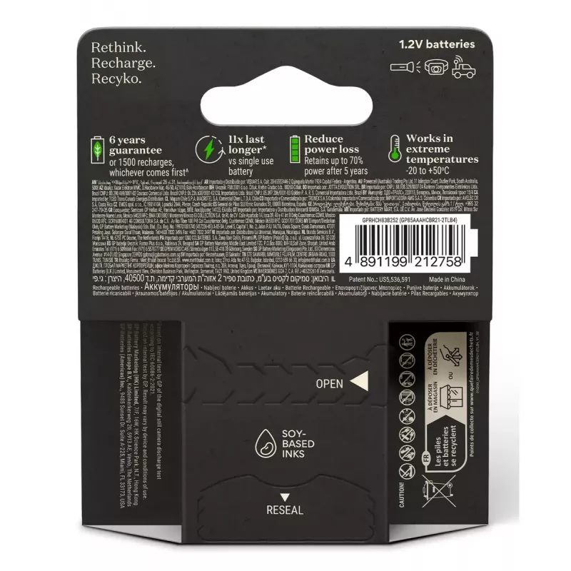 GP Batteries ReCyko Pro GPRCP80AAA174C4 pila recargable AAA (Micro), NiMH 800 mAh 1,2 V, 4 uds.