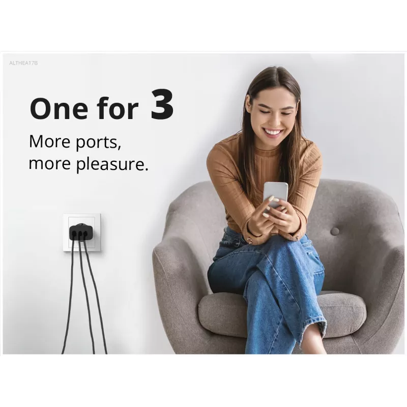 Cargador Conceptronic 3 puertos 67W GaN USB PD con cable de carga USB-C, USB-C x 2, USB-A x 1, QC 3.0, PPS
