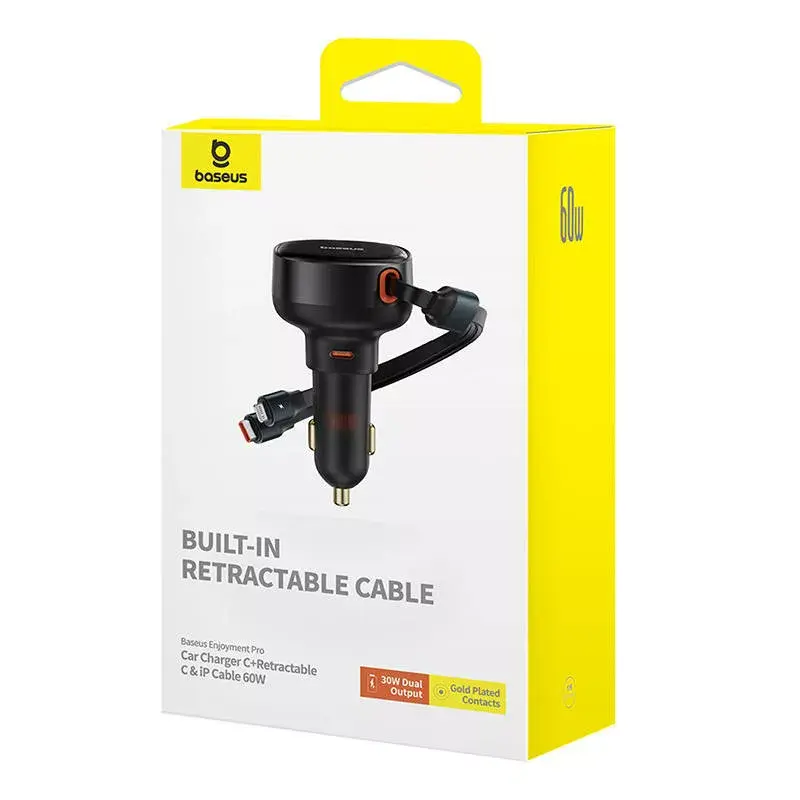 Cargador de coche Baseus Enjoyment Pro 60W con cable USB
