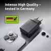 Fuente de alimentación Intenso W65ACC con conectores USB-A y USB-C negra