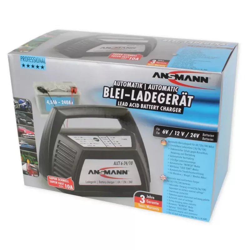 Cargador Ansmann ALCT6-24/10 6/12/24 V negro