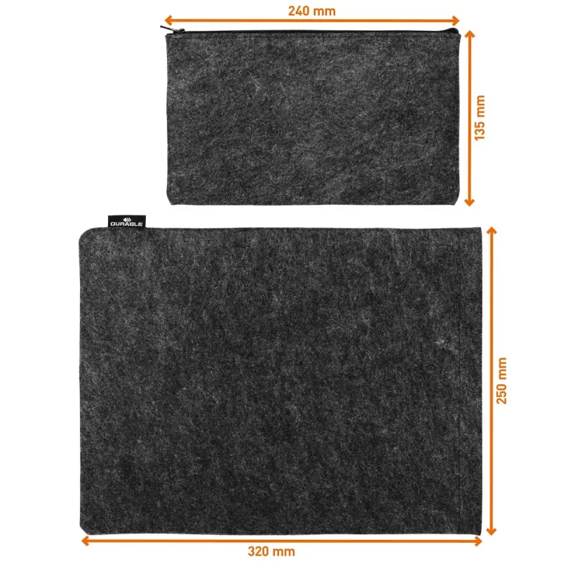 Funda tipo sleeve Durable Effect 33 cm 13 pulgadas antracita 1 bolsillo frontal lisa