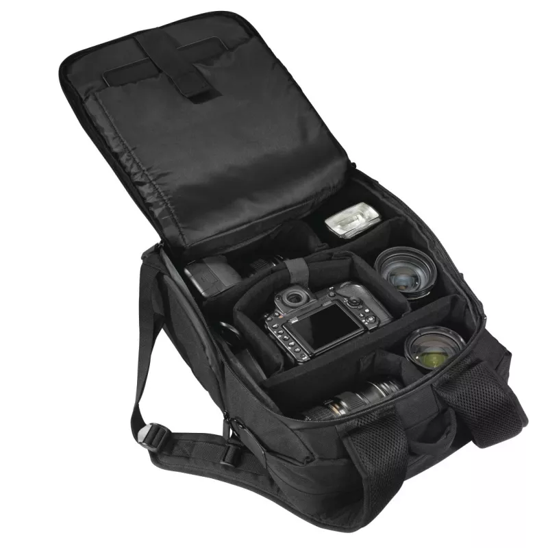 Mochila Hama Matera negra correa compatible con cualquier marca