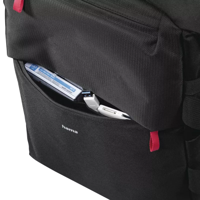 Mochila Hama Matera negra correa compatible con cualquier marca