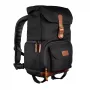 Mochila Mantona Luis junior negra marrón cuero metal poliéster sintético