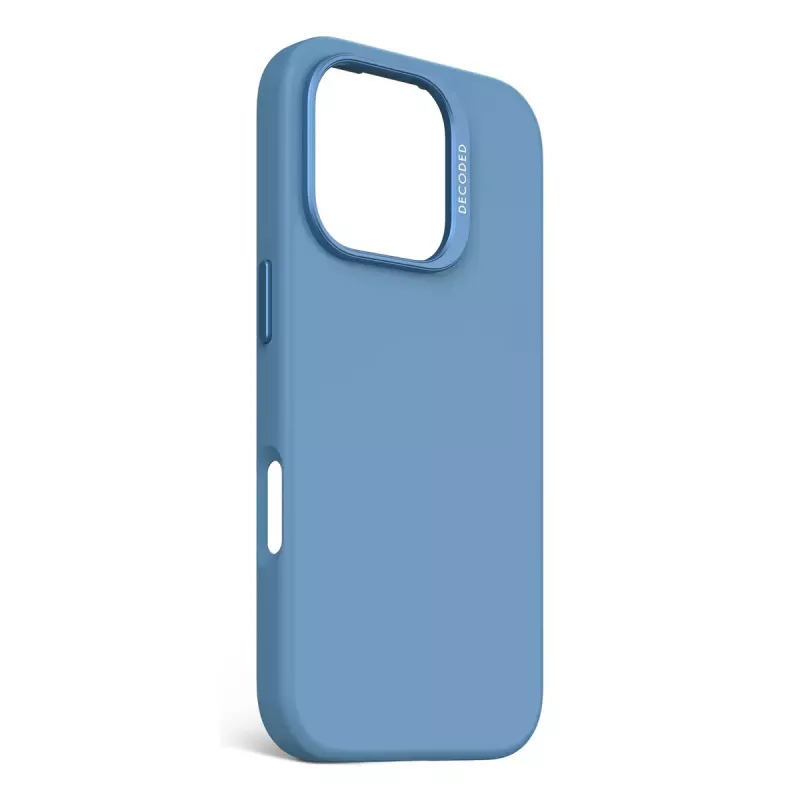 Decoded D25IPO16PBCS9AE funda trasera de silicona antimicrobiana para iPhone 16 Pro, azul claro