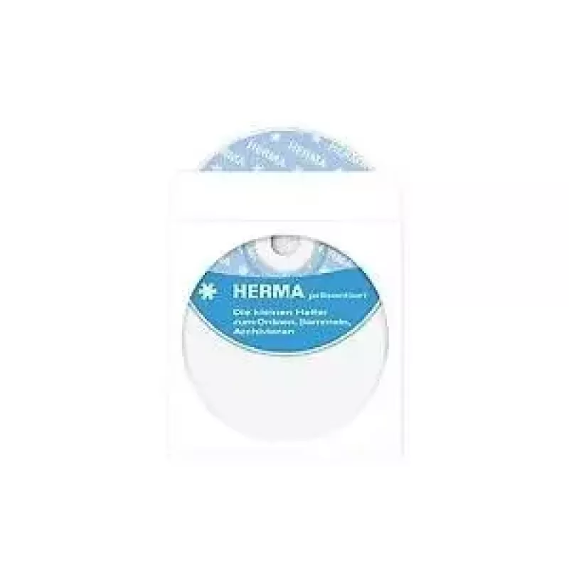 Funda HERMA para CD/DVD de papel blanco con punto adhesivo 100 unidades