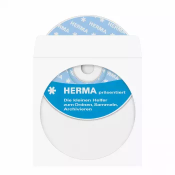 Funda HERMA para CD/DVD de papel blanco con punto adhesivo 100 unidades