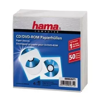 Fundas de papel para CD-ROM Hama 50, blanco 50 discos