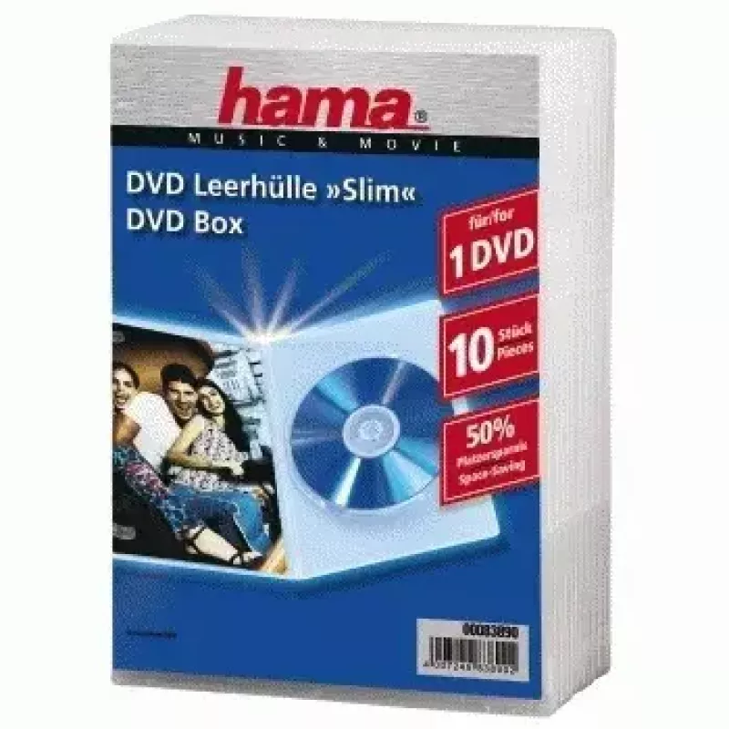 Jewel case para DVD Hama, fino 10, transparente 10 discos