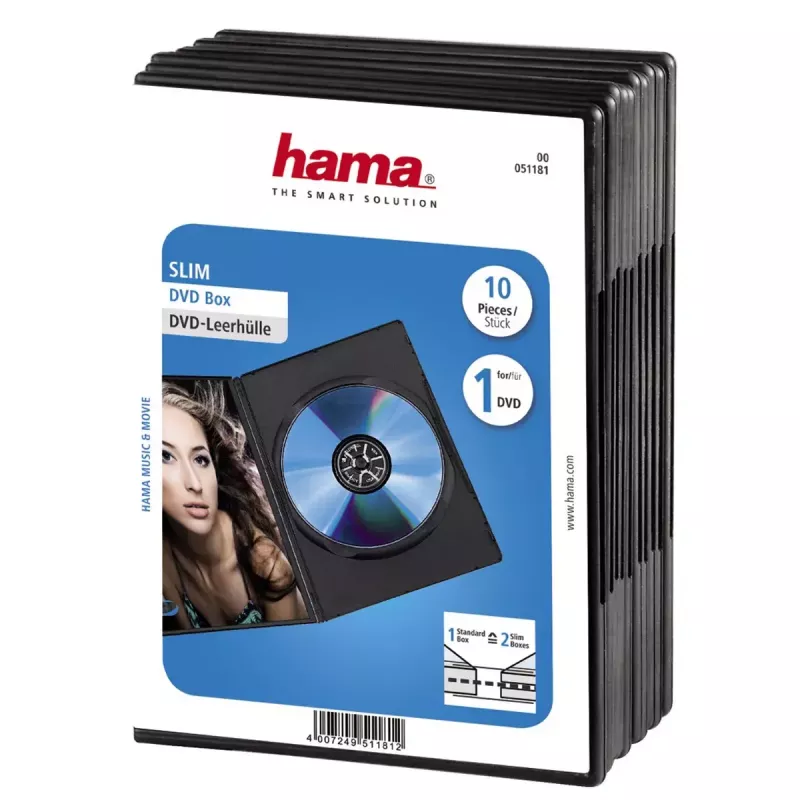 Caja fina para DVD Hama 51181 negro 1 disco