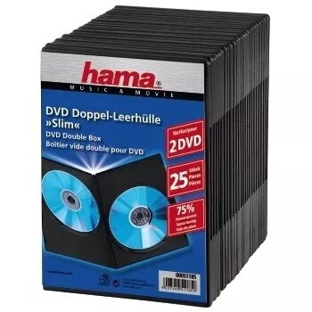 Caja fina doble para DVD Hama 51185 negro 2 discos