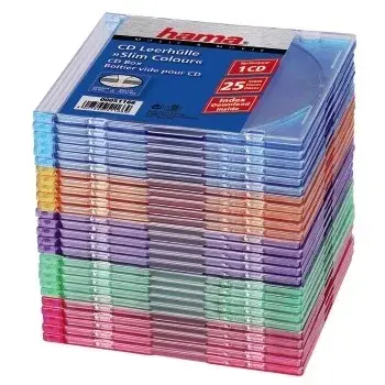 Caja fina para CD Hama pack de 25, multicolor 1 disco multicolor