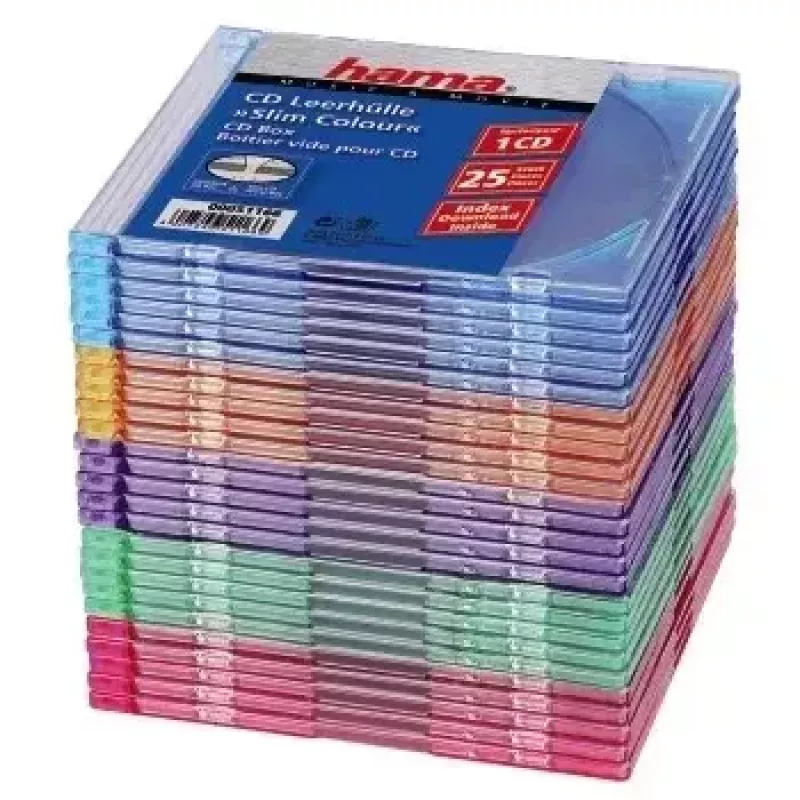 Caja fina para CD Hama pack de 25, multicolor 1 disco multicolor