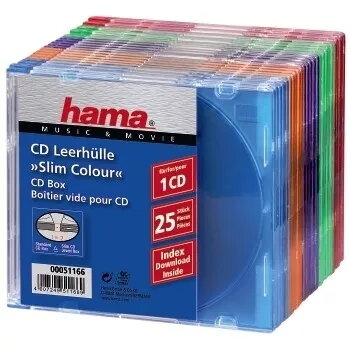 Caja fina para CD Hama pack de 25, multicolor 1 disco multicolor