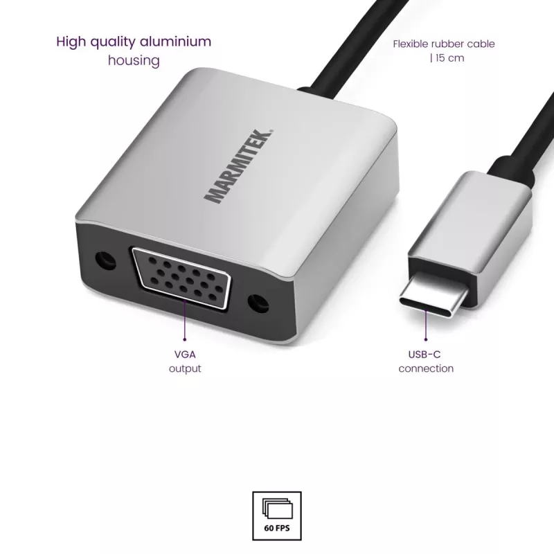 Marmitek Connect USB C to VGA - adaptador USB-C a VGA