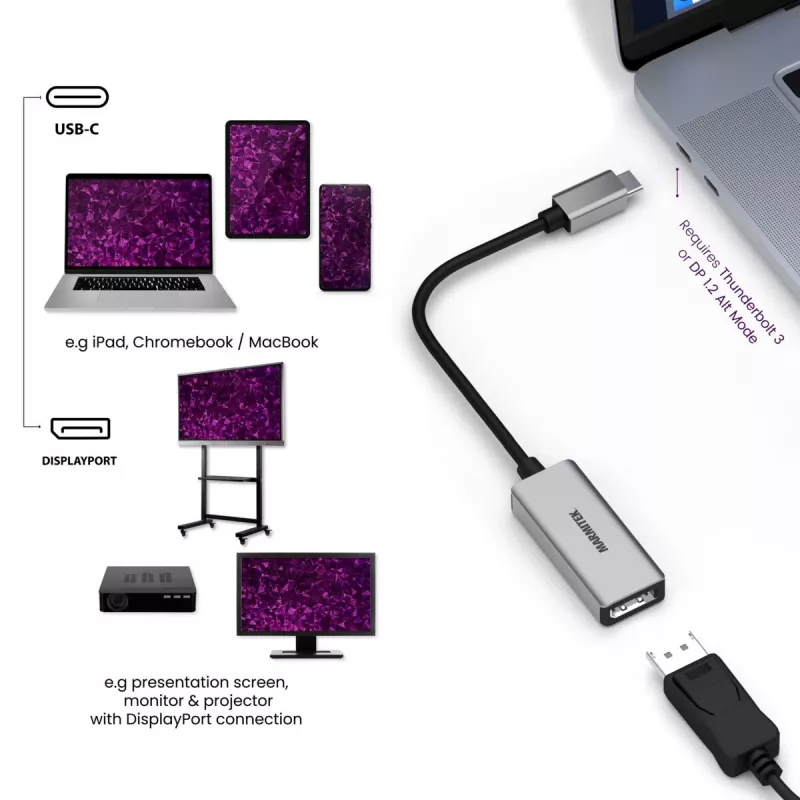 Adaptador USB-C a DisplayPort Marmitek 8371 4K 60Hz