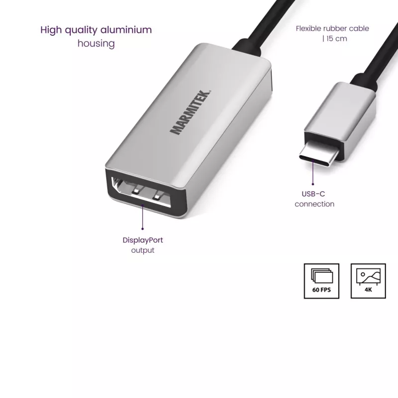 Adaptador USB-C a DisplayPort Marmitek 8371 4K 60Hz