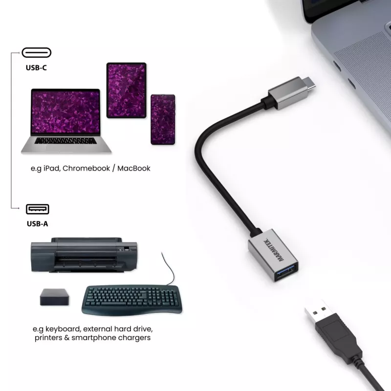Cable USB Marmitek 08375 0,15 m USB 3.2 Gen 1 USB-C USB-A negro plata