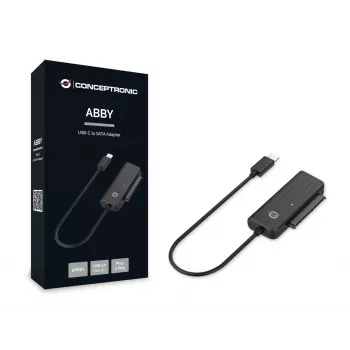 Adaptador USB-C a SATA Conceptronic ABBY, negro, China, 32 mm, 12 mm, 65 mm, 22 g