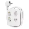 REV PowerQuad 0012378109 regleta, 3 tomas, 2x USB, sin interruptor, con toma de tierra (Schuko), blanca/negra