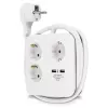 REV PowerQuad 0012378109 regleta, 3 tomas, 2x USB, sin interruptor, con toma de tierra (Schuko), blanca/negra