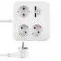 REV 0012378109 regleta de 3 tomas, Schuko, sin interruptor, blanco/negro