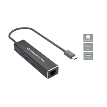 Adaptador Conceptronic ABBY13B Gigabit Ethernet USB 3.2 Gen 1 con hub USB, GbE, USB-A x 2, USB-C x 2
