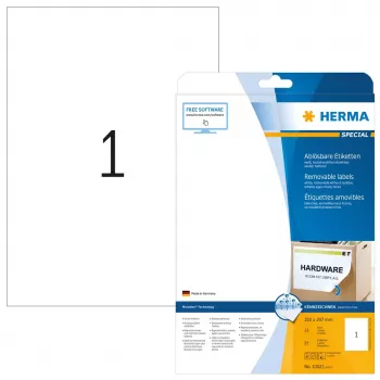 Etiqueta autoadhesiva para impresora HERMA etiquetas removibles A4 210x297 mm blancas Movables
