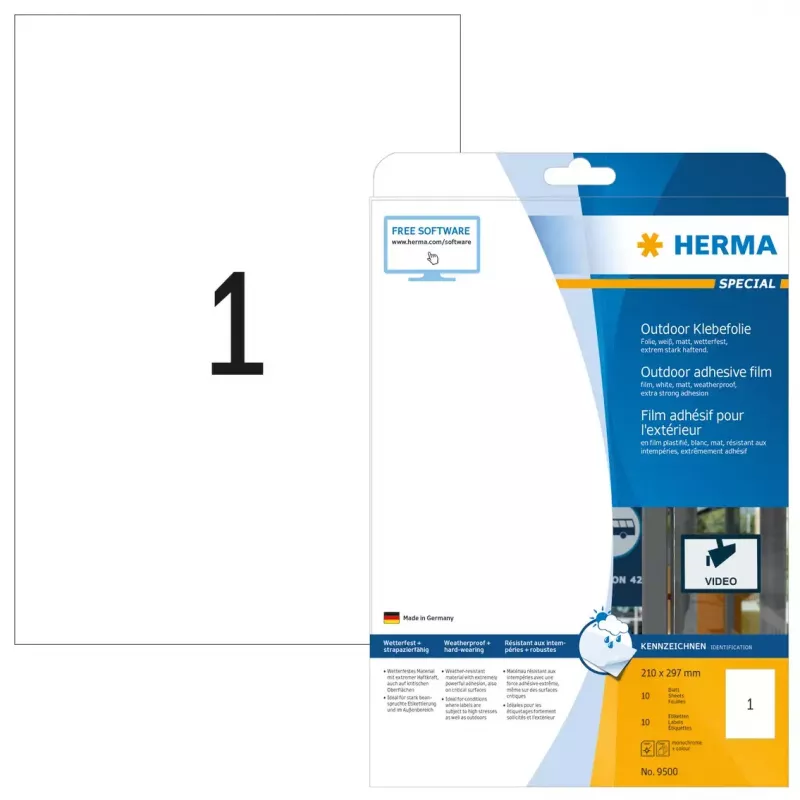 Etiqueta autoadhesiva para impresora HERMA Labels A4 film exterior 210x297 mm