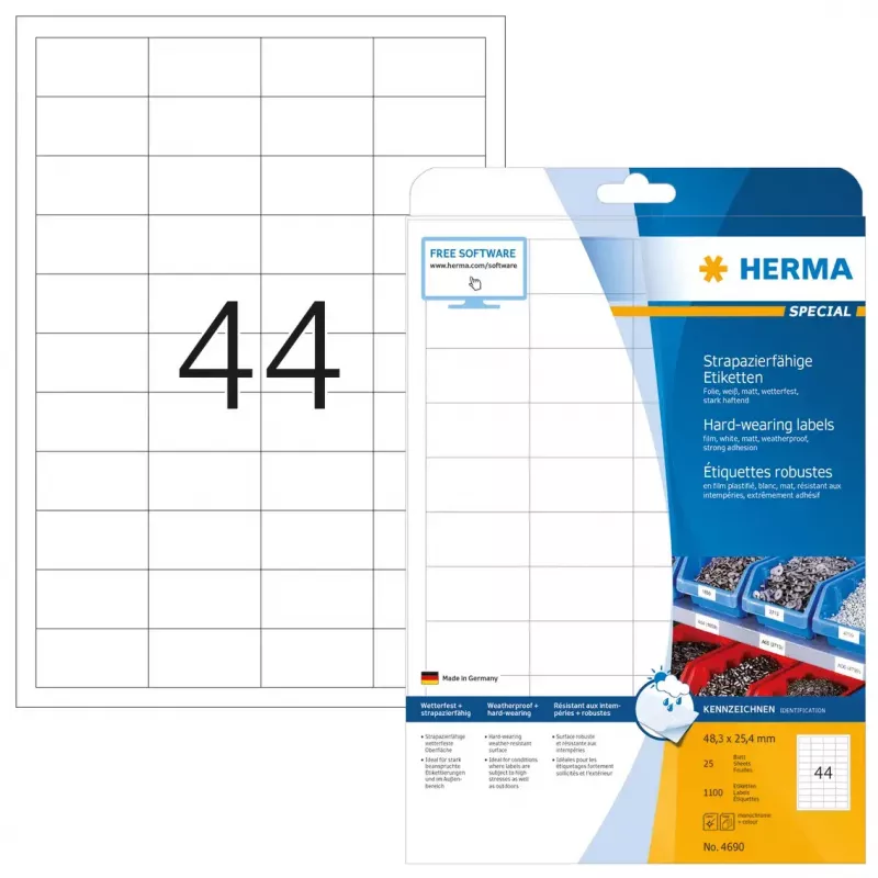 Etiquetas de impresora autoadhesivas HERMA Labels resistentes A4 48,3x25,4 mm