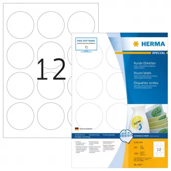 Etiqueta de impresora autoadhesiva HERMA Etiquetas removibles A4 Ø 60 mm