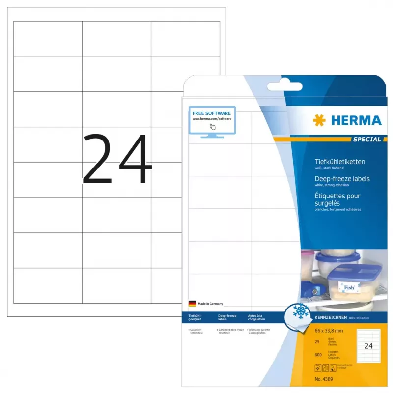 Etiquetas de impresora autoadhesivas HERMA congelación 66x33,8 mm