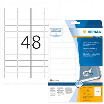 Etiquetas de impresora autoadhesivas HERMA Etiquetas removibles A4 45,7x21,2 mm