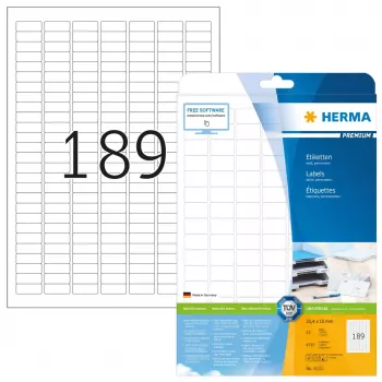 Etiqueta de impresora autoadhesiva HERMA Labels Premium A4 25,4x10 mm 4725 uds.