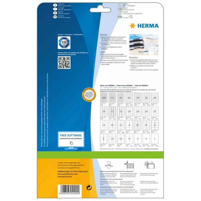 Etiquetas de impresora autoadhesivas HERMA Labels Premium A4 48,3 x 33,8 mm