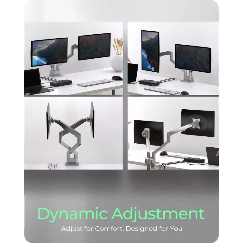 Soporte para monitor icybox 61085 para 2 monitores con fijación a mesa – soporte de mesa de doble brazo para monitor