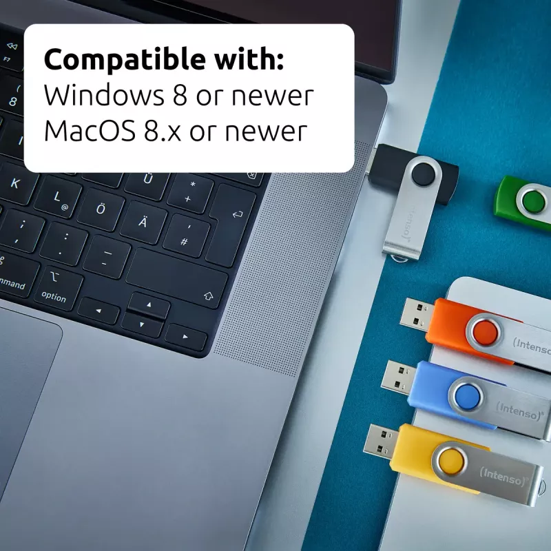 INTENSO Office Line pack múltiple de memorias USB 5×64 GB, USB-A, USB 3.2 Gen 1, Swivel, multicolor