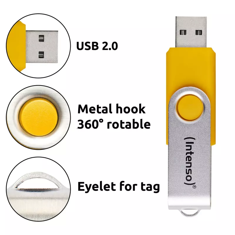 INTENSO Office Line pack múltiple de memorias USB 5×64 GB, USB-A, USB 3.2 Gen 1, Swivel, multicolor