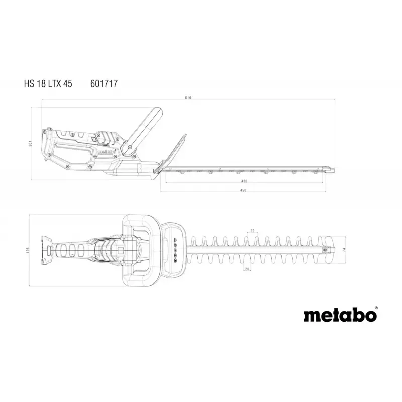 Metabo HS 18 LTX 45 Cortasetos a batería (Tool Only)