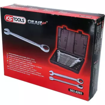 KS Tools GEARplus 503.4265 juego de llaves de carraca de anillo, 12 piezas, en maletín