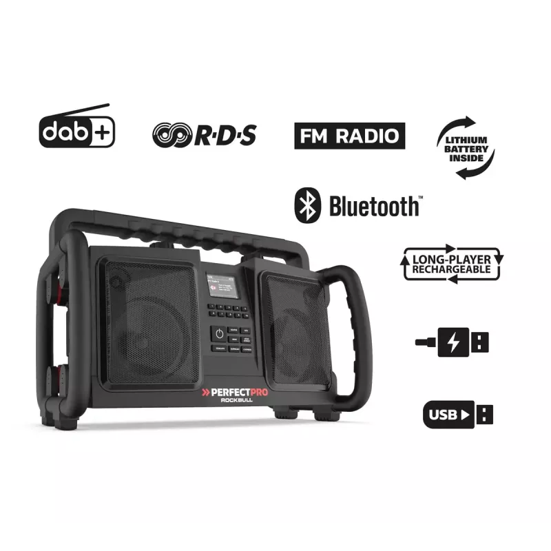Radio portátil Perfectpro ROCKBULL DAB+ FM 50W 20h Batería