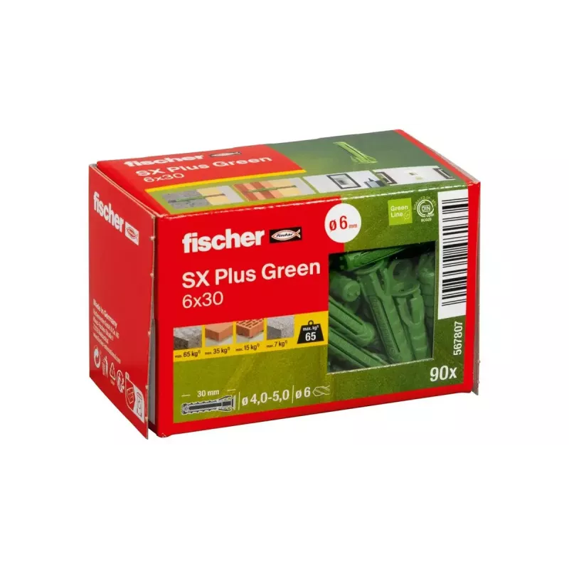 Anclaje expansivo Fischer 567807 6x30mm para hormigón ladrillo 90 piezas