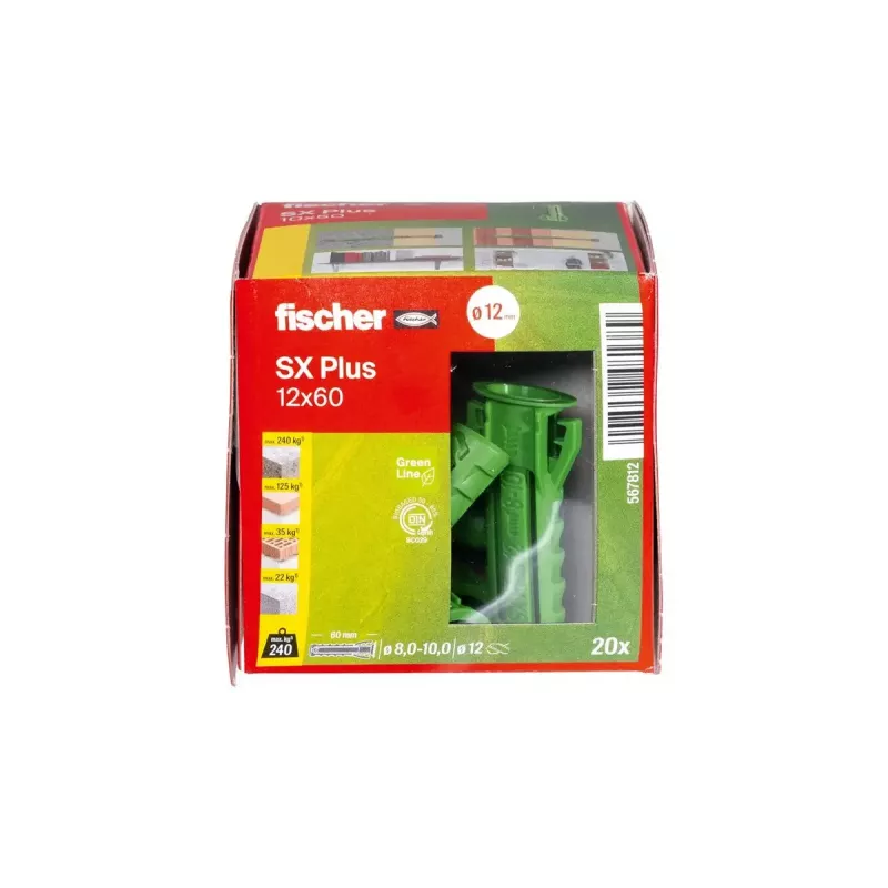 Taco expansivo Fischer 567812 60 mm verde 20 piezas
