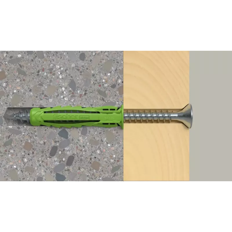 Set de tornillos y tacos Fischer 567813 45 piezas verde