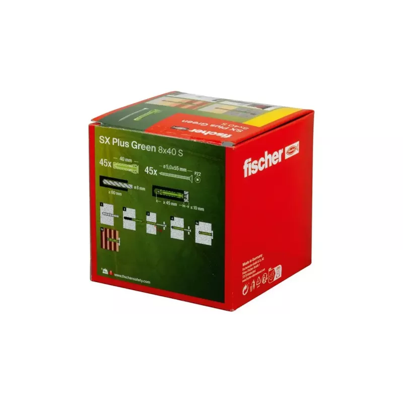 Set de tornillos y tacos Fischer 567814 45 piezas 8 mm de diámetro 40 mm de longitud